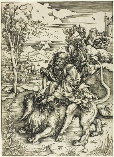 Samson zerreißt den Löwen von Albrecht Dürer