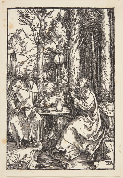 Der heilige Antonius besucht den heiligen Paulus in der Wildnis von Albrecht Dürer