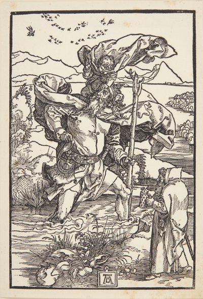 St. Christophorus in der Wildnis mit einem Vogelschwarm von Albrecht Dürer