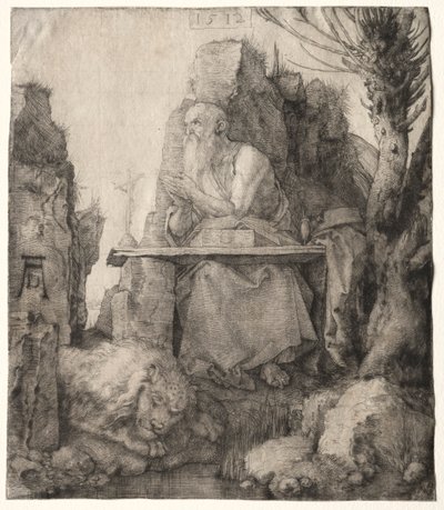 St. Hieronymus sitzt in der Nähe einer Kopfweide, 1512 von Albrecht Dürer