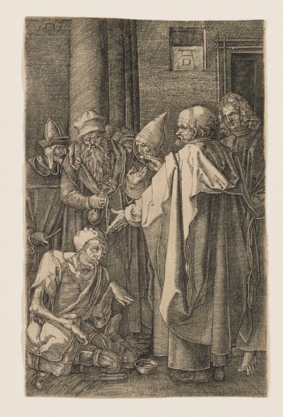 St. Peter und St. Johannes heilen Krüppel am Tempeltor von Albrecht Dürer