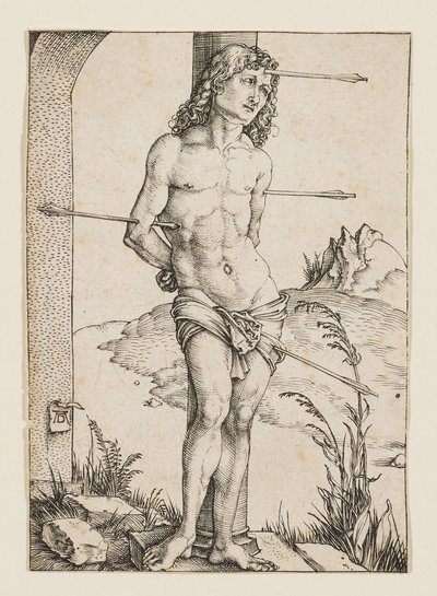 St. Sebastian an eine Säule gebunden von Albrecht Dürer