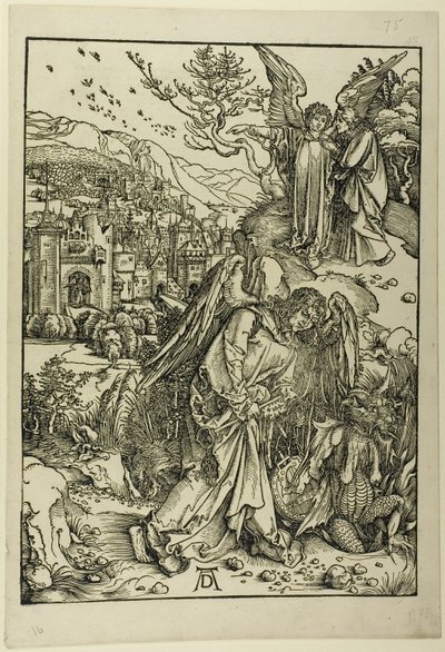 Der Engel mit dem Schlüssel des Abgrunds, aus der Apokalypse von Albrecht Dürer