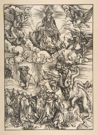 Das Tier mit zwei Hörnern wie ein Lamm, aus Die Apokalypse, lateinische Ausgabe 1511, ca. 1496 von Albrecht Dürer