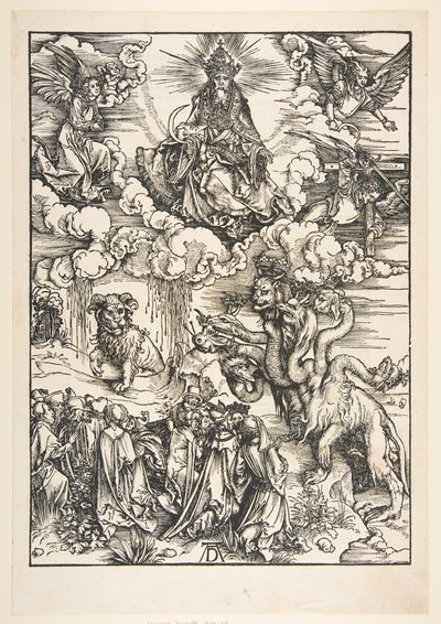 Das Tier mit zwei Hörnern wie ein Lamm, aus der Apokalypse von Albrecht Dürer