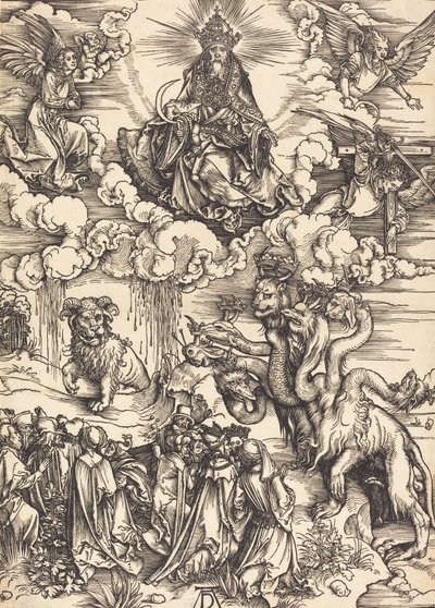 Das Tier mit zwei Hörnern wie ein Lamm, wahrscheinlich ca. 1496-1498 von Albrecht Dürer