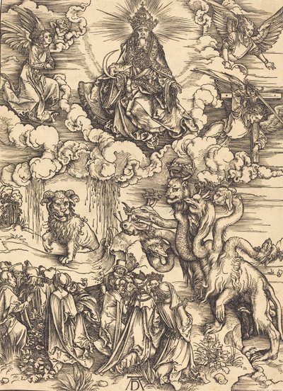 Das Tier mit zwei Hörnern wie ein Lamm, wahrscheinlich ca. 1496-1498 von Albrecht Dürer