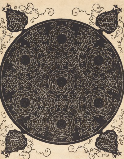 Der vierte Knoten, der sieben kreisförmige Knoten mit schwarzen Zentren kombiniert, wahrscheinlich 1506-1507 von Albrecht Dürer