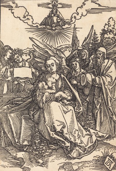 Die Heilige Familie mit fünf Engeln, vor 1505 von Albrecht Dürer