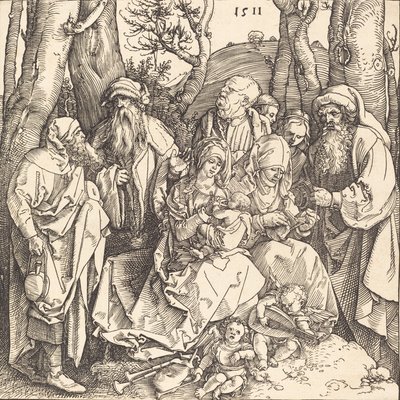 Die Heilige Familie mit zwei musizierenden Engeln, 1511 von Albrecht Dürer