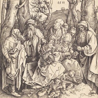Die Heilige Familie mit zwei musizierenden Engeln, 1511 von Albrecht Dürer