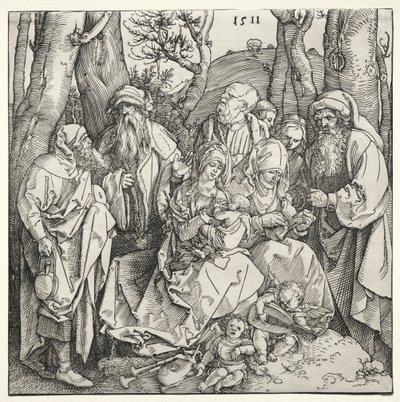 Die Heilige Familie mit zwei musizierenden Engeln, 1511 von Albrecht Dürer