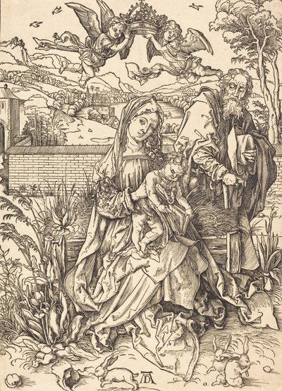 Die Heilige Familie mit den drei Hasen, ca. 1497-1498 von Albrecht Dürer