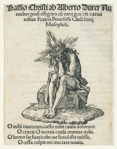 Die kleine Passion: Der Mann der Schmerzen sitzend von Albrecht Dürer
