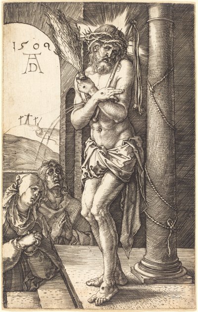 Der Schmerzensmann steht bei der Säule von Albrecht Dürer