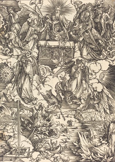 Die sieben Engel mit den Trompeten, wahrscheinlich ca. 1496-1498 von Albrecht Dürer