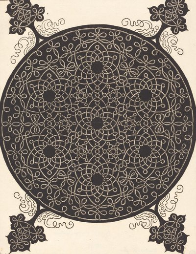 Der sechste Knoten, der sieben kleine Knotensysteme mit schwarzen Zentren kombiniert, wahrscheinlich 1506-1507 von Albrecht Dürer