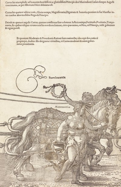 Der Triumphwagen von Maximilian I. Der große Triumphwagen [Platte 3 von 8], 1523 Lateinische Ausgabe von Albrecht Dürer