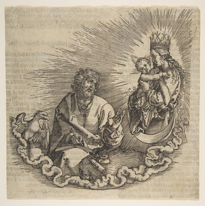 Die Jungfrau erscheint dem heiligen Johannes, Frontispiz zur Apokalypse, 1511 von Albrecht Dürer