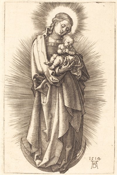 Die Jungfrau und das Kind auf einer Mondsichel mit Diadem von Albrecht Dürer