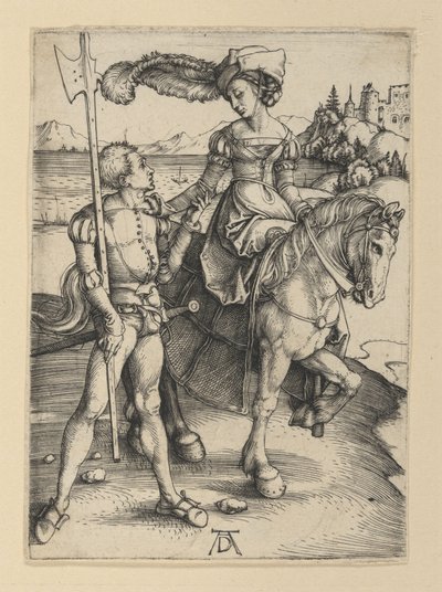 Die junge Dame zu Pferd und der Landsknecht von Albrecht Dürer