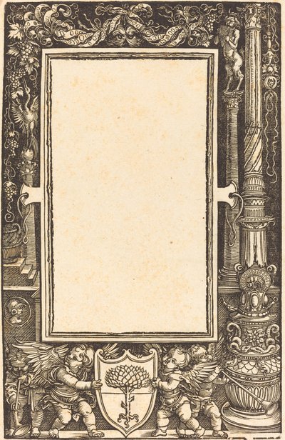 Titelrand mit Putti, die die Pirckheimer-Wappen halten, wahrscheinlich 1513 von Albrecht Dürer