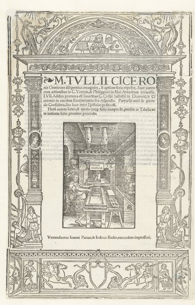 Titelseite von Ciceros Orationes mit dem Druckerzeichen von Jodocus Badius, 1520 von Albrecht Dürer
