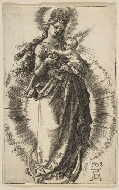 Jungfrau auf einer Mondsichel mit einer Sternenkrone, 1508 von Albrecht Dürer