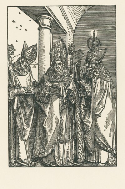 Bischof Heiliger Nikolaus, Heilige Ulrich und Erasmus von Albrecht Dürer or Duerer