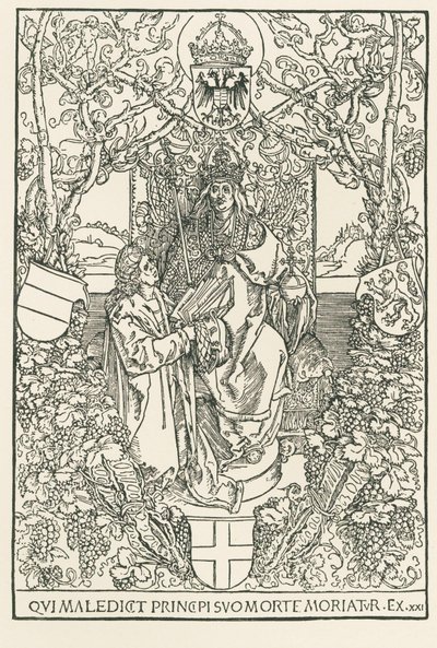 Celtes präsentiert sein Werk Kaiser Maximilian, gedruckt für die Sodalitas Celtica, Nürnberg von Albrecht Dürer or Duerer