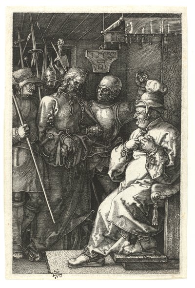 Christus vor Kaiphas. 1512 (Kupferstich) von Albrecht Dürer