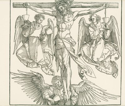 Christus am Kreuz mit drei Engeln, um 1513 von Albrecht Dürer or Duerer