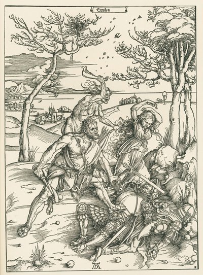 Herkules, um 1496 (Holzschnitt) von Albrecht Dürer or Duerer