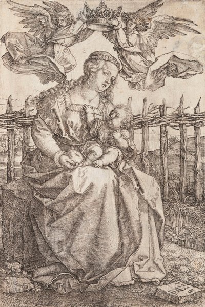 Die Jungfrau Maria von zwei Engeln gekrönt von Albrecht Dürer