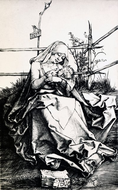 Madonna und Kind in einem Zaun (Kupferstich) von Albrecht Dürer