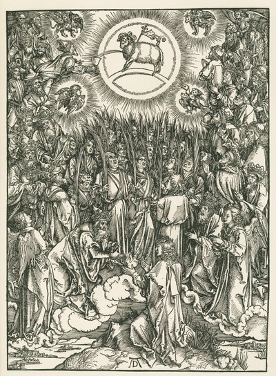 Die Anbetung des Lammes und das Lied der Auserwählten. Die Offenbarung des Johannes, um 1496-97 von Albrecht Dürer or Duerer
