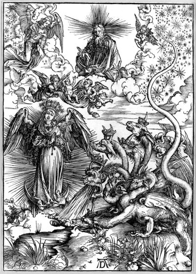 Die apokalyptische Frau oder Die Frau, bekleidet mit der Sonne und dem siebenköpfigen Drachen, aus der Apokalypse oder der Offenbarung des Johannes von Albrecht Dürer