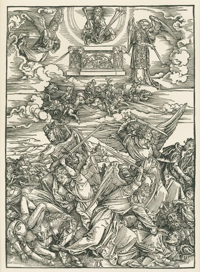 Der Kampf der Engel. Die Offenbarung des Johannes, c.1496-98 von Albrecht Dürer or Duerer