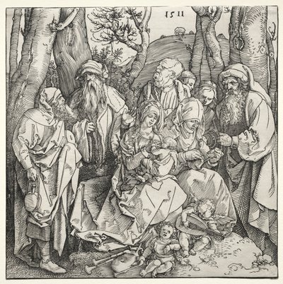 Die Heilige Familie mit zwei musizierenden Engeln von Albrecht Dürer or Duerer