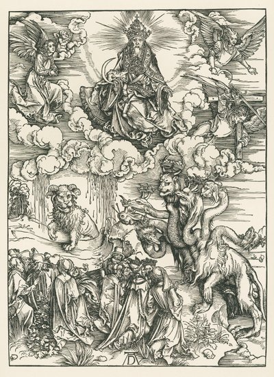 Das Seeungeheuer und das Tier mit den Lammhörnern. Die Offenbarung des Heiligen Johannes von Albrecht Dürer or Duerer