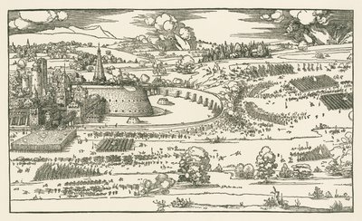 Die Belagerung einer Festung. Linker Block von Albrecht Dürer or Duerer