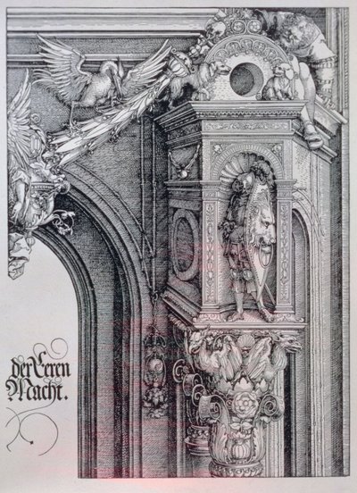 Der Triumphbogen von Kaiser Maximilian I. (1459-1519): (Detail) des zentralen Bogens (das Tor der Ehre und Macht) von Albrecht Dürer