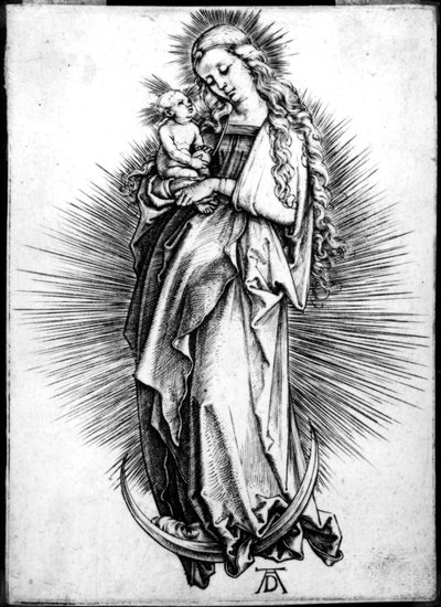 Die Jungfrau und das Kind auf einer Mondsichel von Albrecht Dürer