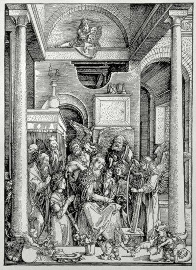 Die Jungfrau und das Kind mit Heiligen (Holzschnitt) von Albrecht Dürer