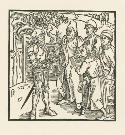 Der Ritter beauftragt zwei Schreiber und zwei Priester, dieses Buch zu erstellen von Albrecht Dürer or Duerer