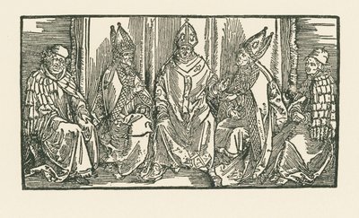 Drei Bischöfe und zwei Mönche von Albrecht Dürer or Duerer