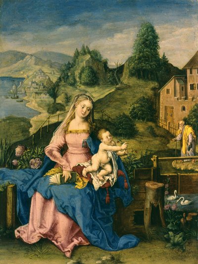 Jungfrau und Kind in einer Landschaft, ca. 1600 von Albrecht Dürer
