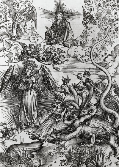 Frau der Apokalypse und siebenköpfiger Drache, Apokalypse von Albrecht Dürer