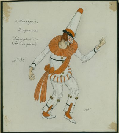 Kostümentwurf für das Stück Der Maskenball von M. Lermontov, 1917 von Aleksandr Jakovlevic Golovin