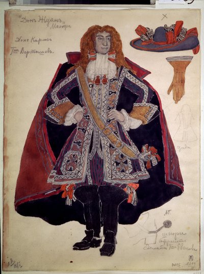 Kostümentwurf für das Stück Don Juan von Molière von Aleksandr Jakovlevic Golovin